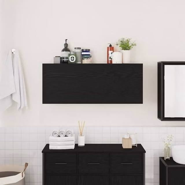 Berkfield Home Black Decorative Bathroom Wall Cabinet W/D/H: 100 x 25 x 40 cm – 1
