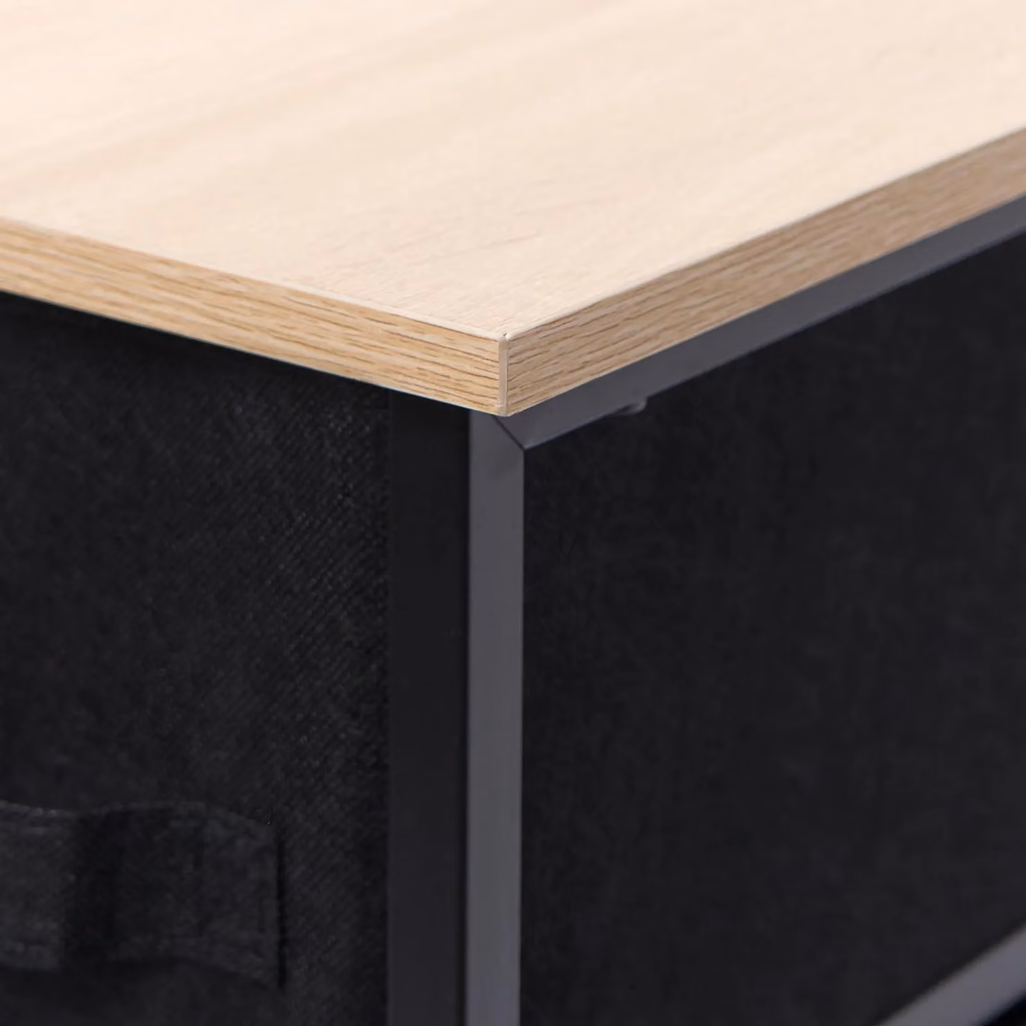OHS Narrow 4 Drawer Fabric and Metal Storage Cabinet Bedside Table in Black – 4