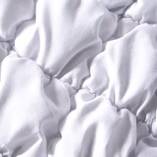 OHS White Seersucker King Size Duvet Cover and Pillowcase Set, 180 x 200 cm – 2