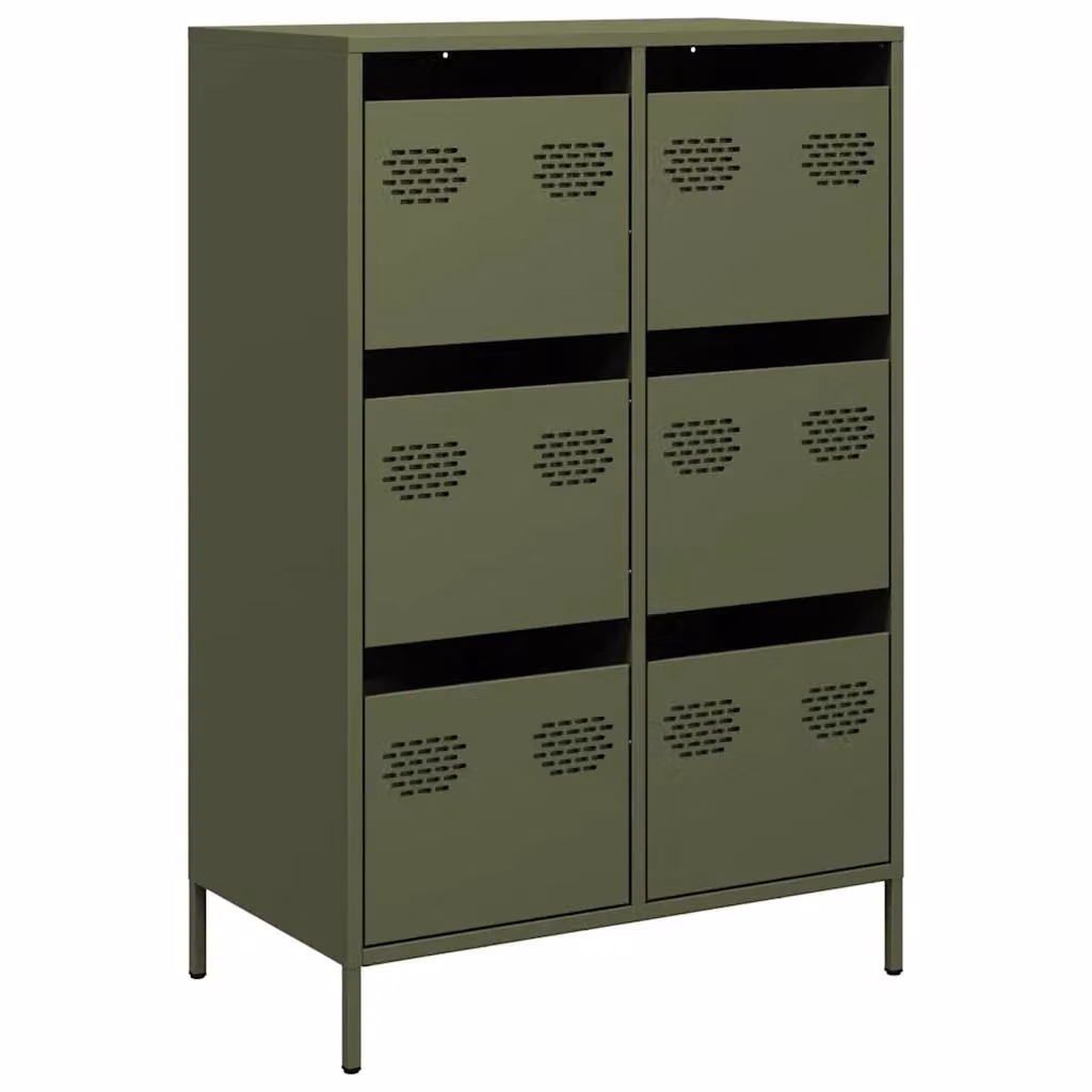 Berkfield Home Highboard in Olive Green Steel, W: 68 cm, D: 39 cm, H: 101.5 cm – 1