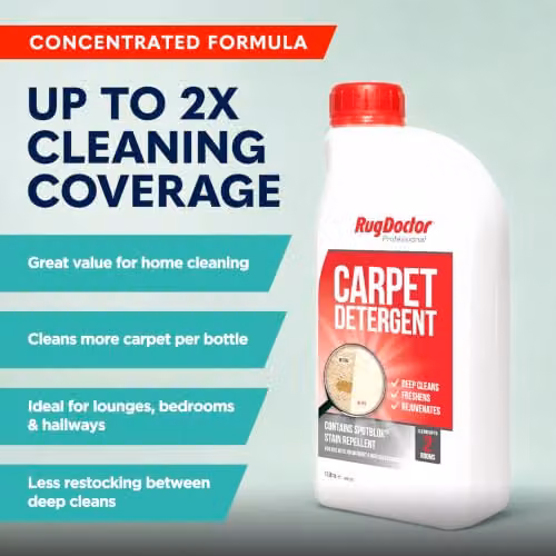 Rug Doctor Carpet Detergent with SpotBlok, 1.1 l 4-in-1 Carpet Cleaner Solution for Cleaning, Rejuvenating, Deodorising and Protecting – 3