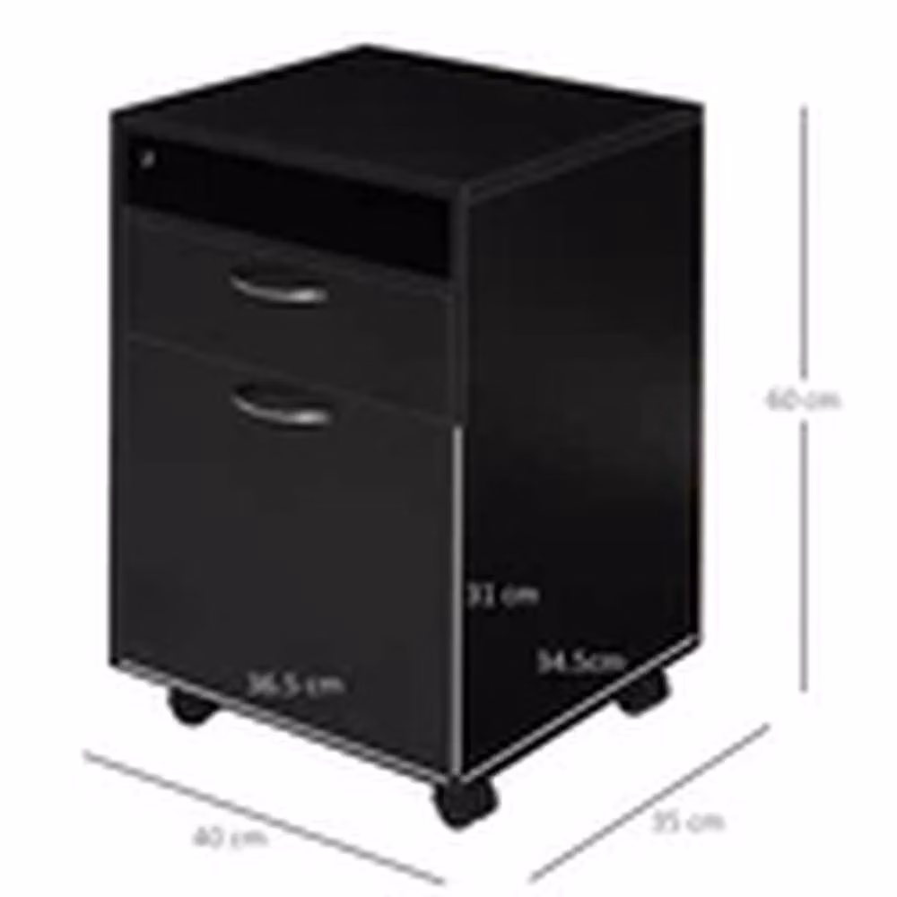 EONLION Black Modern Filing Cabinet with Drawers and Open Shelf, W/D/H: 60 x 60 x 60 cm – 2