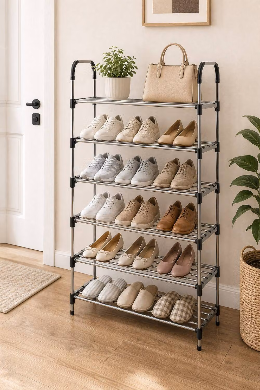 Garden Sanctuary 6-Tier Black Matt Galvanised Steel Shoe Rack – 2