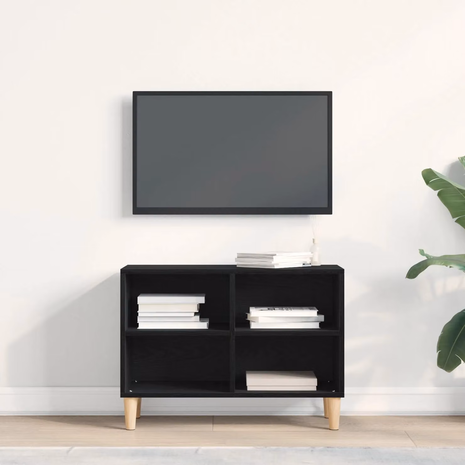 Berkfield Home Black Oak TV Cabinet in Black MDF, W/D/H: 69.5 x 30 x 50 cm – 3
