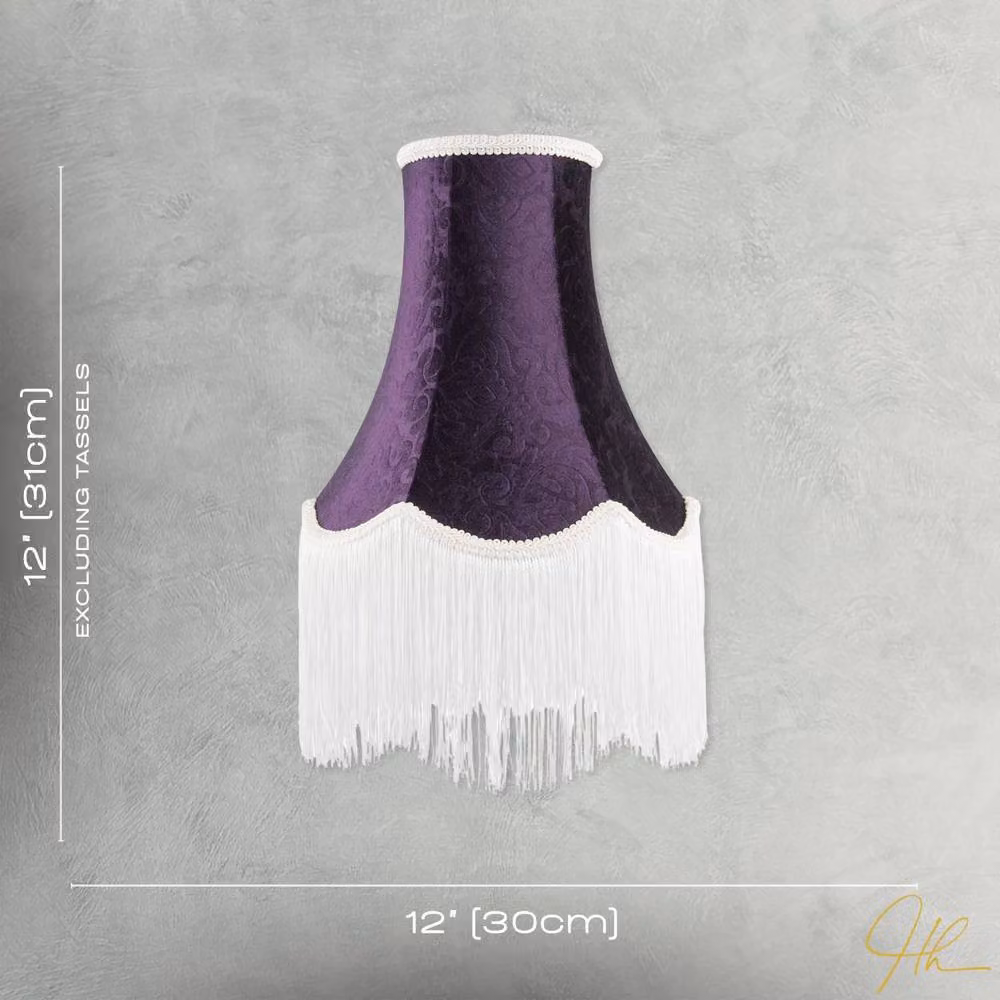 Happy Homewares Victorian Style Vintage Tall Lamp Shade in Purple and White Floral Velvet – 4