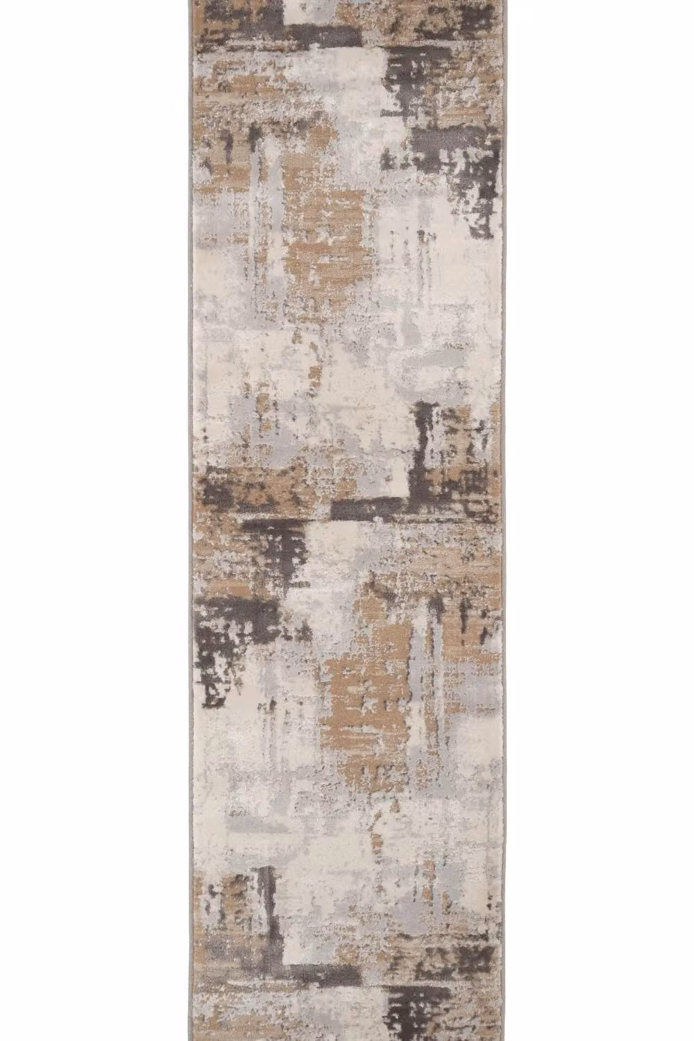 Kukoon Modern Abstract Long Hallway Runner Rug in Silver Grey, Beige and Grey, W: 60 cm, L: 240 cm – 2