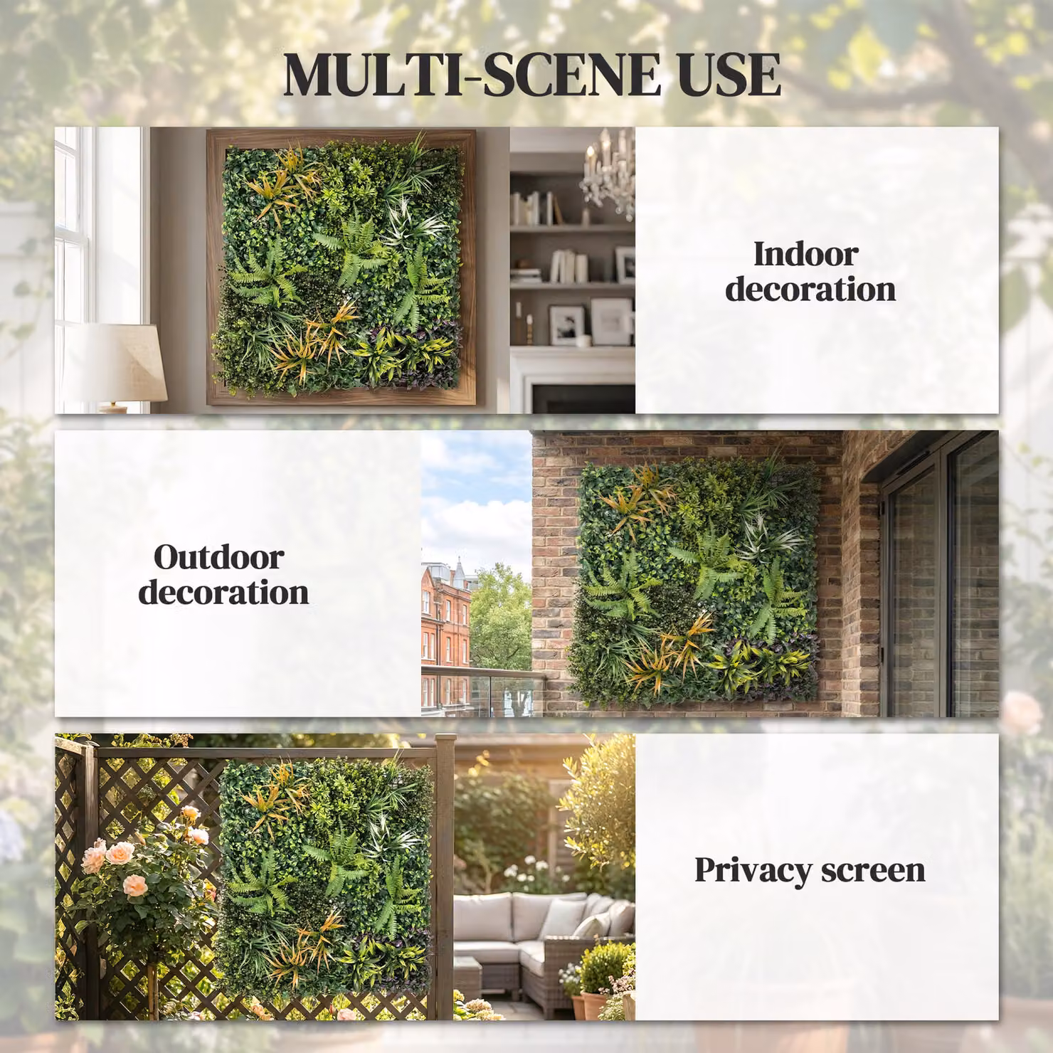 Outsunny Artificial Grass Wall Panels in Green, W x H: 100 x 100 cm – 7