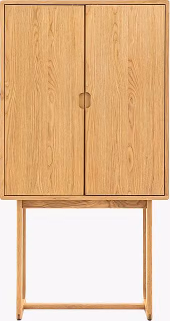 Perch & Parrow Whittle Scandinavian Oak Cocktail Cabinet in Sand and Brown
