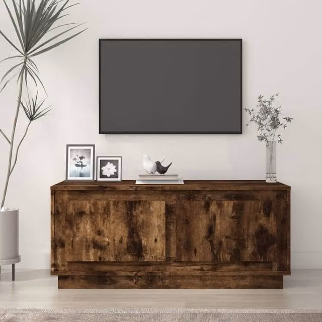 Berkfield Home Smoked Oak Coffee Table in Brown, W/D/H: 102 x 50 x 44 cm