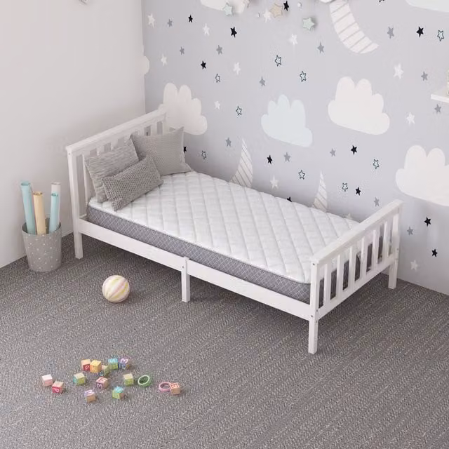 Aspire Kids Bonnell Spring Mattress with OEKO-TEX Fabric in White, W/D/H: 80 x 190 cm – 1