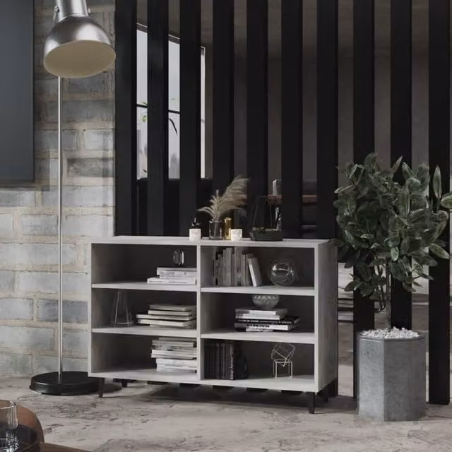 Berkfield Home Industrial Sideboard in Concrete Grey, W/D/H: 103.5 x 35 x 70 cm