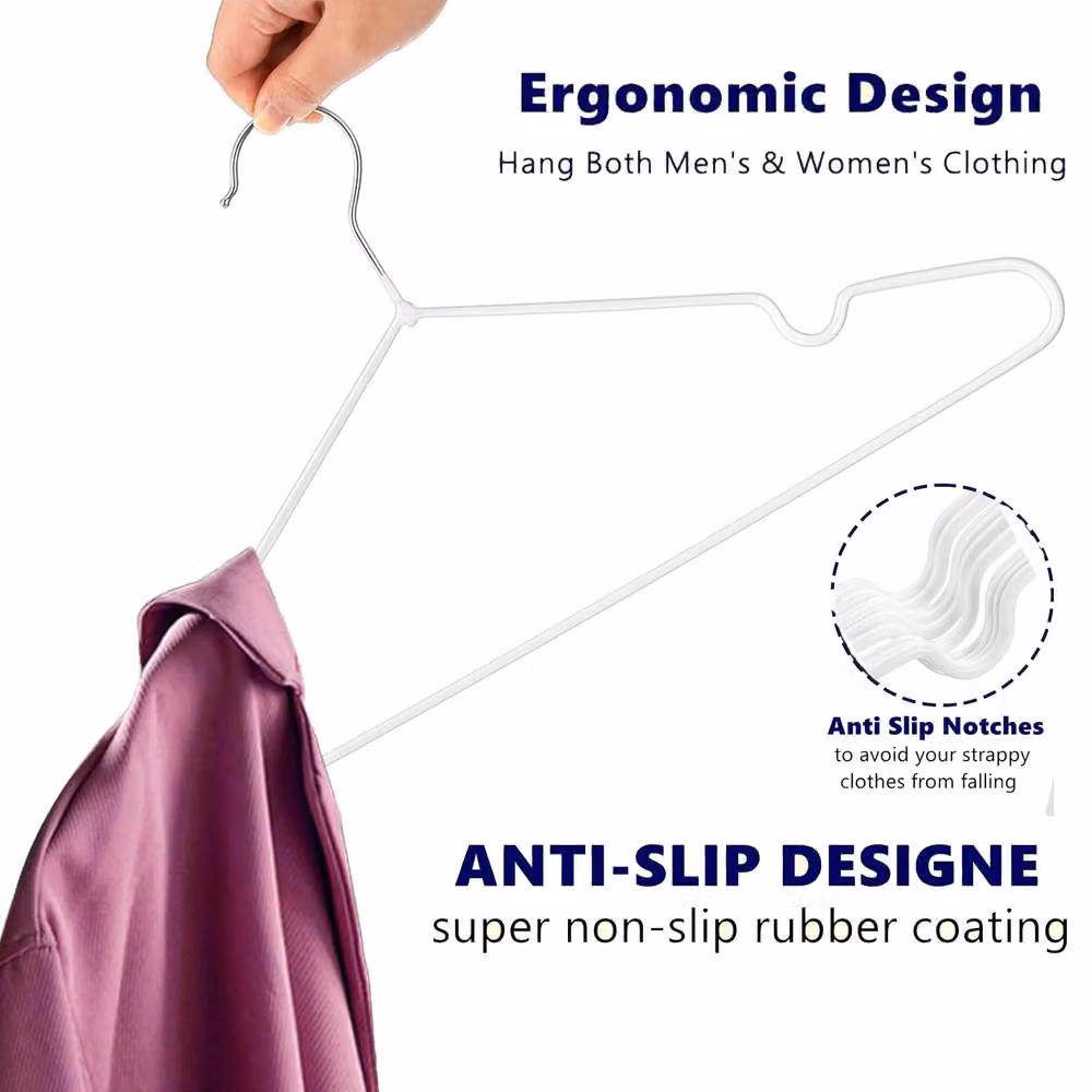 ATEK 40 Pack Premium Non-Slip Rubber-Coated Metal Clothes Hangers in White – 4