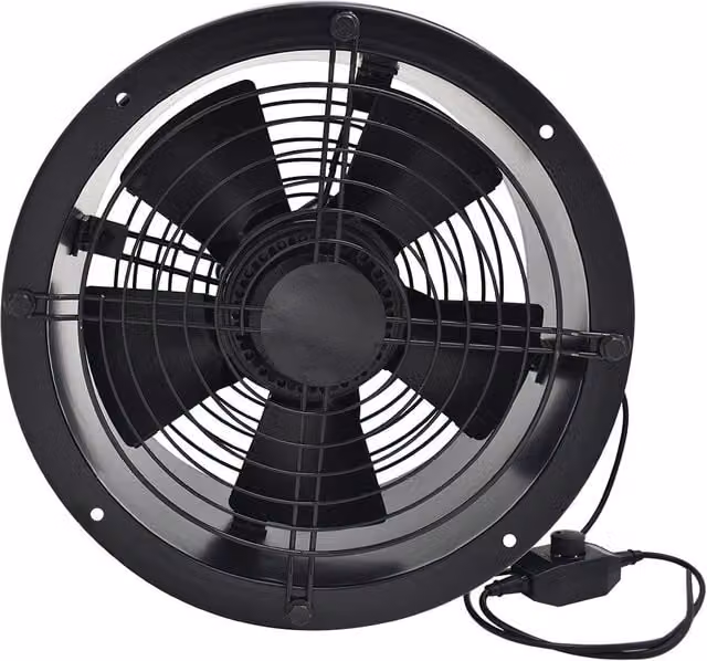 Livingandhome Wall-Mounted Axial Exhaust Fan, 12-inch, Black