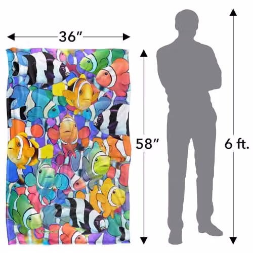 JQ Licensing Royce Mcclure Humbugs and Clown Fish Pattern Super Soft Silky Touch Throw Blanket, Multicolour, W/D/H: 91 x 147 cm – 2