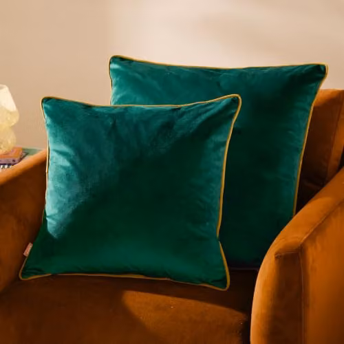 Riva Home Meridian Signature Collection Green Square Polyester Cushion with Hollow Fibre Filling – 4