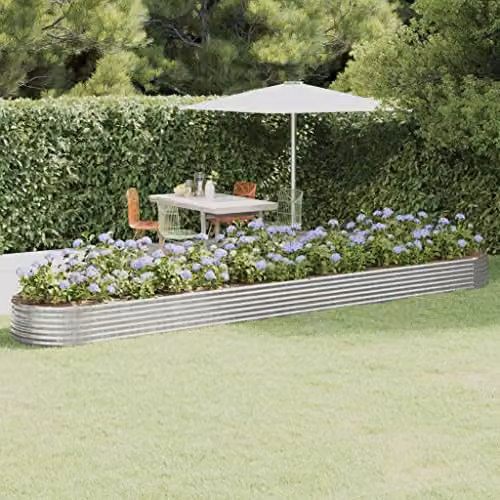 vidaXL Silver Galvanised Steel Raised Garden Bed W: 544 cm, D: 100 cm, H: 36 cm – 2