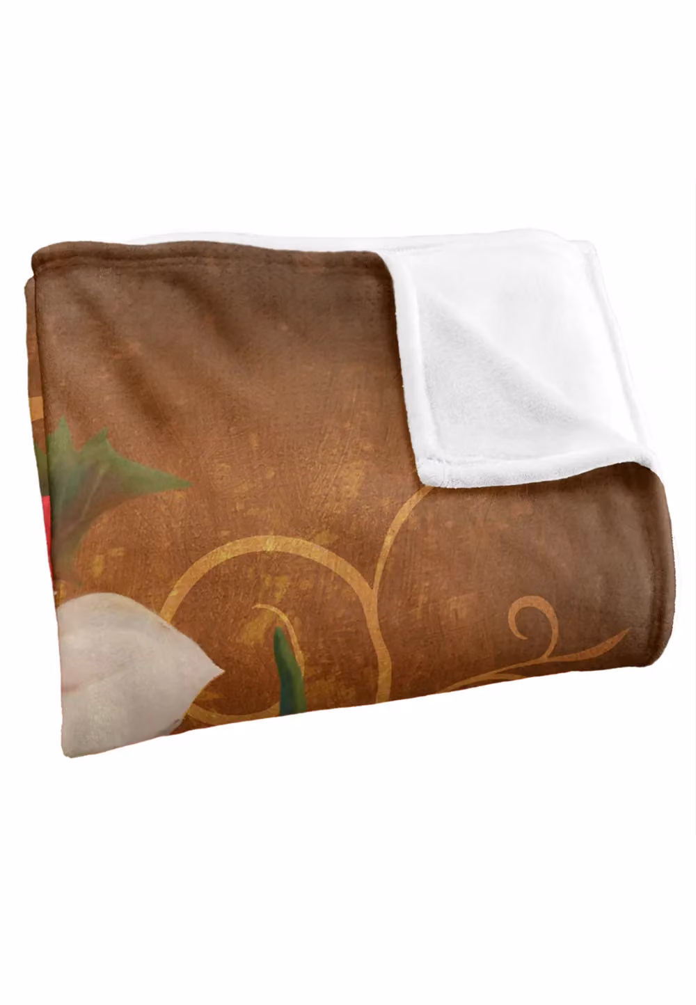 JQ Licensing Winter Floral Poinsettias Super Soft Fleece Throw Blanket, White, W/D/H: 152 x 127 cm – 3