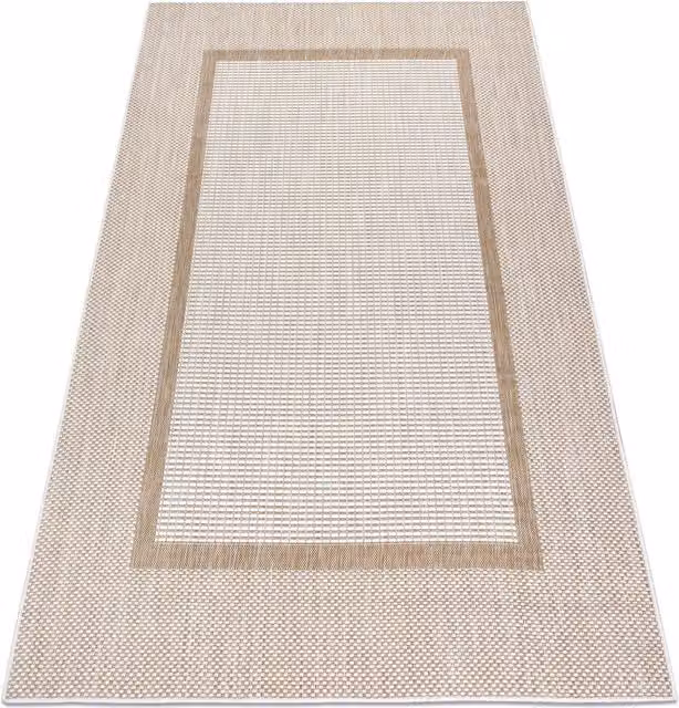RugsX Sion Beige Rectangular Flat Weave Rug, W: 140 cm, D: 190 cm