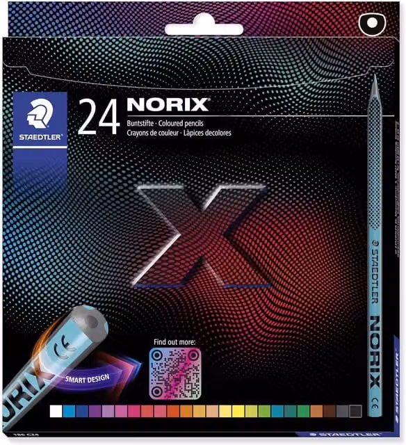 STAEDTLER Norix Multicolour Pigment Wood Colouring Pencils, Pack of 24