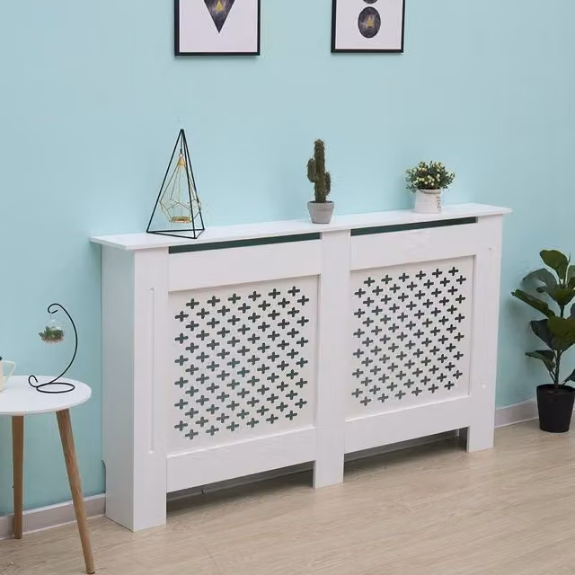 Home Source Extra Large Modern MDF Wooden Radiator Cover in White – 1