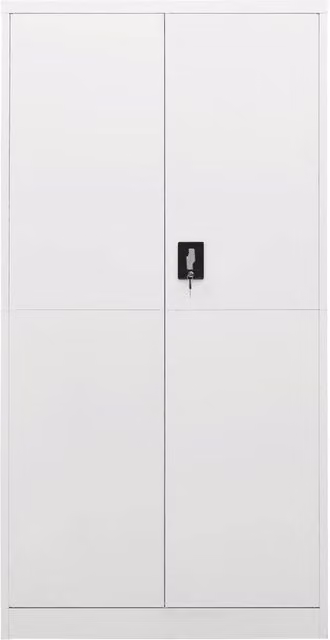 Berkfield Home White Steel Locker Cabinet with Internal Shelves and Lock, W/D/H: 90 x 40 x 180 cm