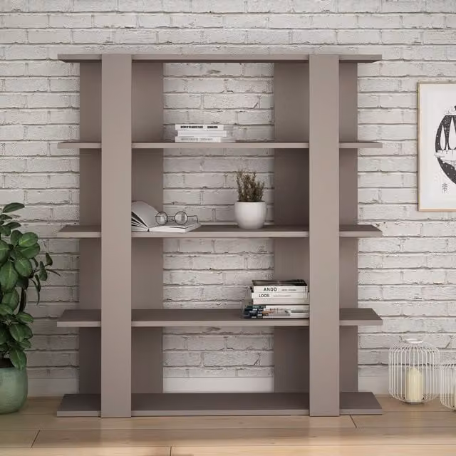 Decortie Modern Open Back Bookcase Display Unit in Grey and Brown