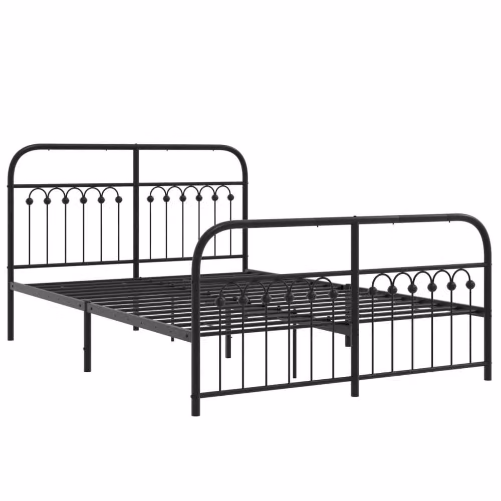 Berkfield Home Metal Bed Frame with Footboard, Black, W: 137 cm, L: 190 cm – 3
