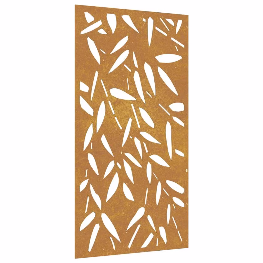 Berkfield Brown Corten Steel Bamboo Leaf Garden Wall Decoration, W: 105 cm, H: 55 cm – 3