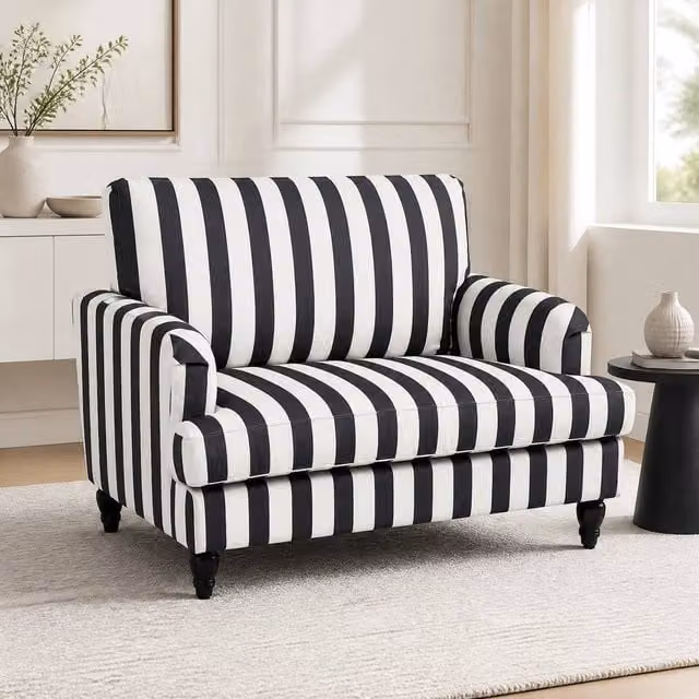 STILVORA Black Velvet Cuddle Chair with Armrests and Rubberwood Legs – 1