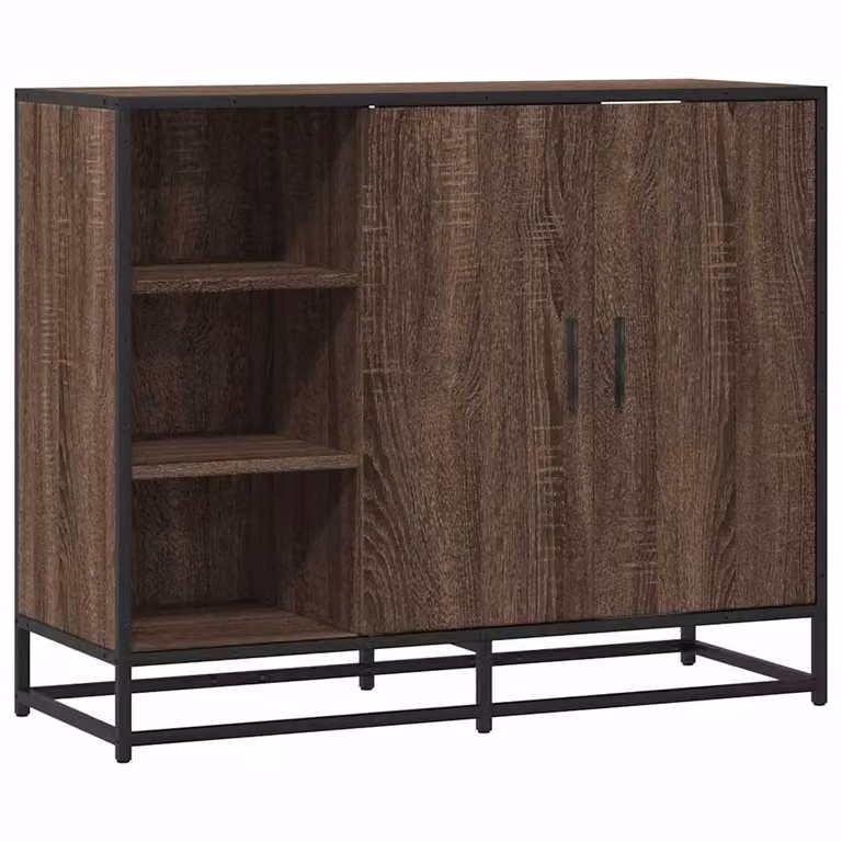 Berkfield Home Industrial Sideboard in Brown Oak, W/D/H: 92 x 35 x 76 cm
