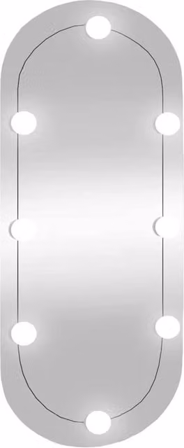 Berkfield Home Oval Glass Wall Mirror with LED Lights, Silver, W: 35 cm, H: 80 cm