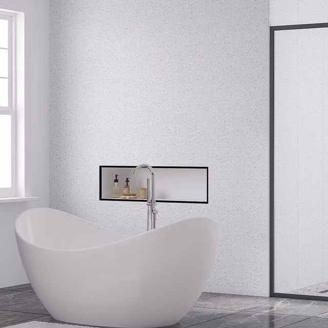 Livingandhome 5-Piece Grey Sparkle PVC Waterproof Bathroom Wall Panel Cladding