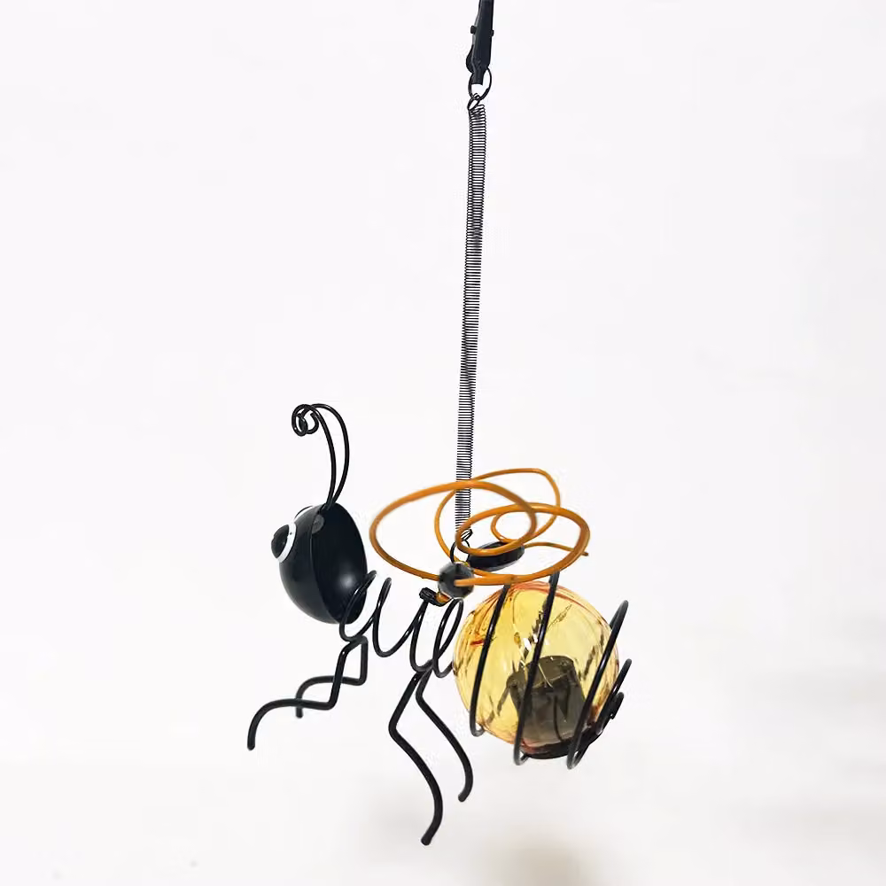 Leaper Solar Powered LED Hanging Insect Garden Ornament in Gold/Brass – 3