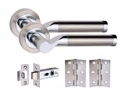 Golden Grace Titan Lever on Rose Latch Pack in Duo Finish Gold and Silver, 51mm Diameter