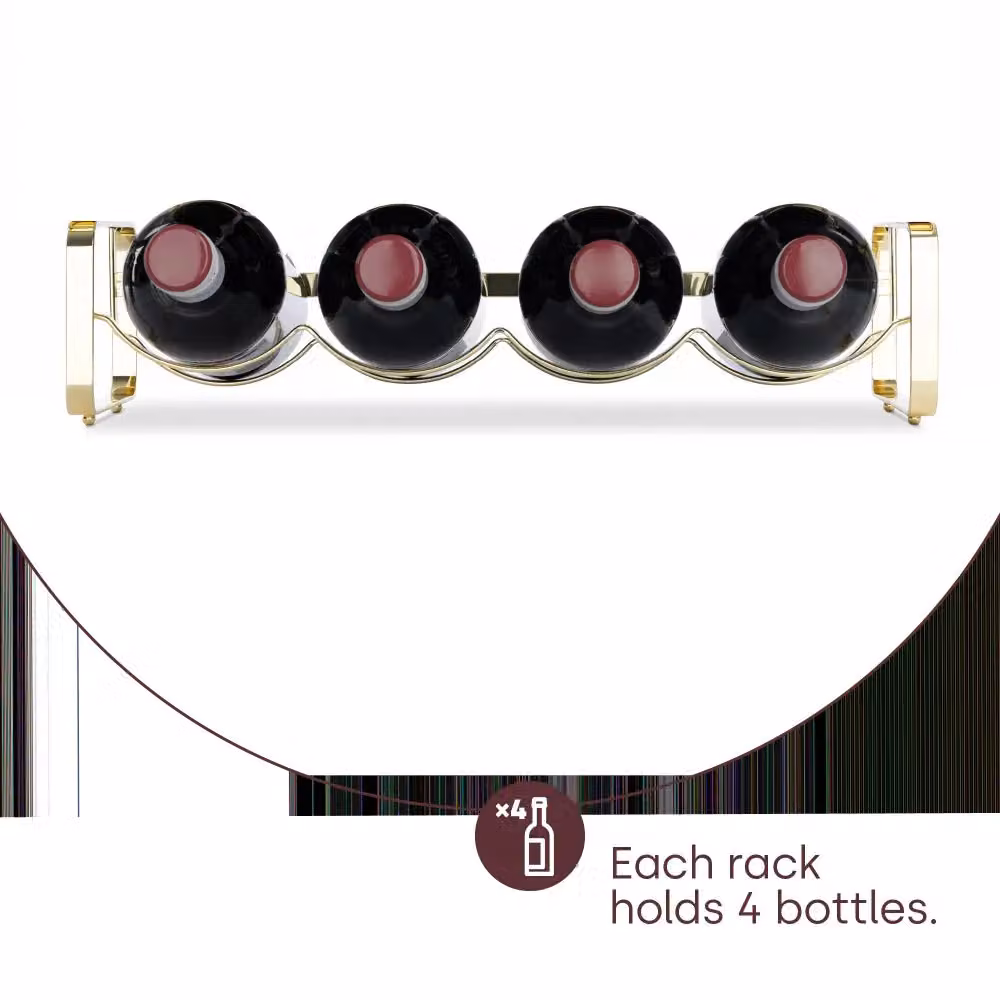 LIVIVO Elegant Stackable Metal Wine Shelf Rack, Set of 2, Gold and Silver – 4
