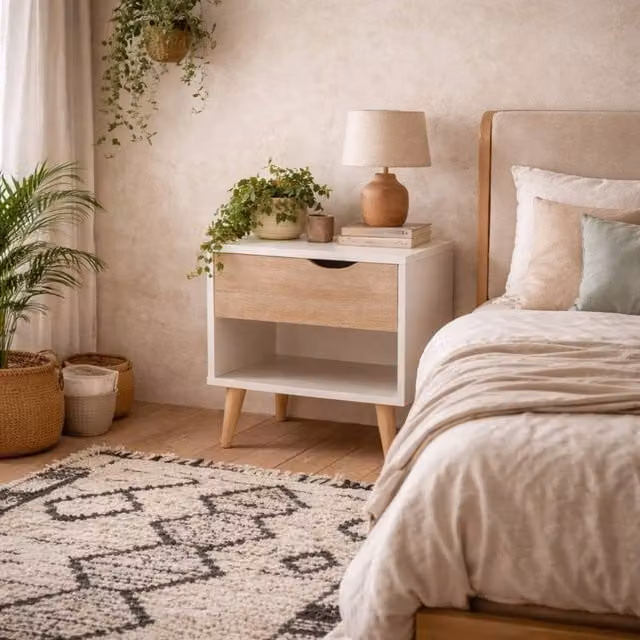 Wyld Haus Skerries 1 Drawer Bedside Cabinet in Matt White and Natural Oak – 1