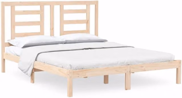 Berkfield Home Solid Wood Pine Bed Frame in Natural, W/D/H: 160 x 200 cm – 1