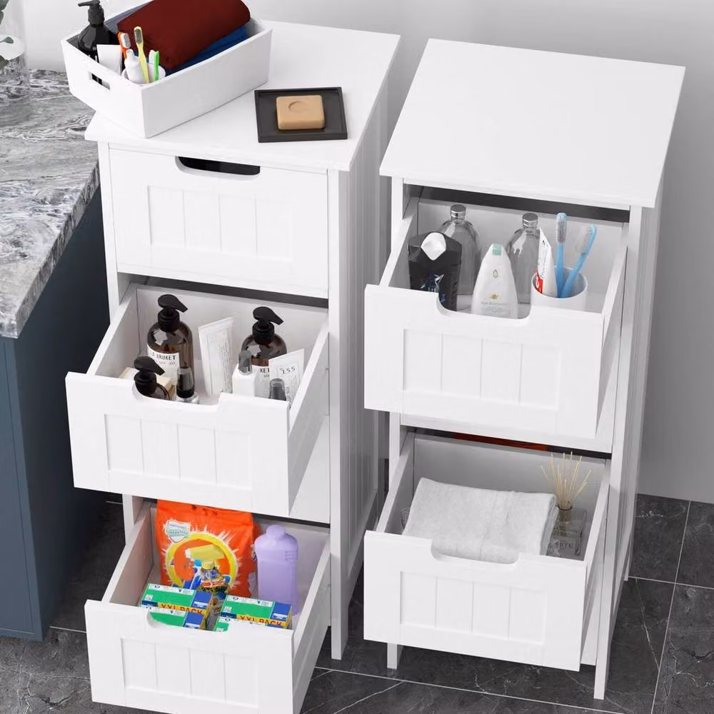 KORVIXA 4 Drawer Wooden Bathroom Storage Cabinet, White, W: 60 cm, H: 60 cm – 3