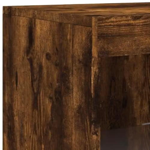vidaXL Set of 3 Modern Smoked Oak Sideboards with Integrated LED Lighting in Brown – 3