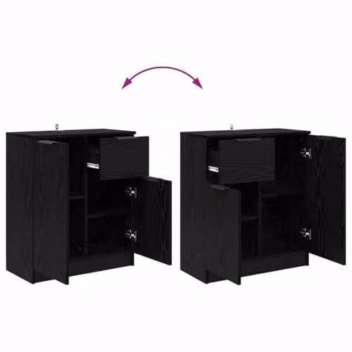 vidaXL Set of 2 Modern Black Sideboards in Black Oak, W/D/H: 60 x 30 x 70 cm – 4
