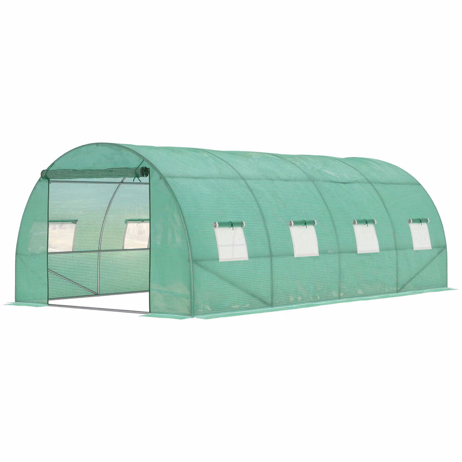 OUTSUNNY Green Walk In Polytunnel Greenhouse with Galvanised Steel Frame and Zipped Door, W/D/H: 300 x 200 x 300 cm – 2