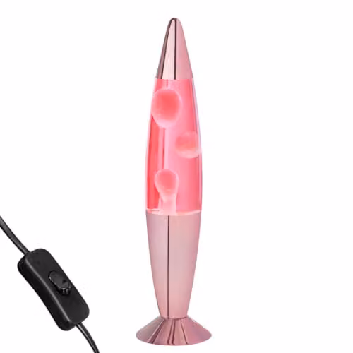 Global Gizmos 48879 Pastel Pink Lava Lamp with Rose Gold Chrome Base