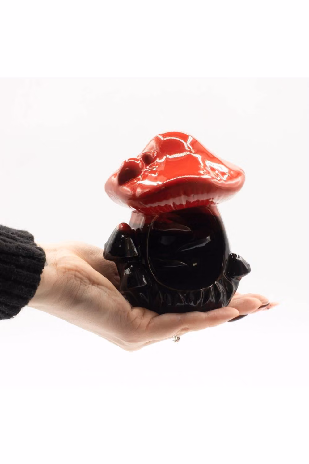 KDMD Large Red Mushroom Backflow Incense Burner in Glazed Ceramic – 3