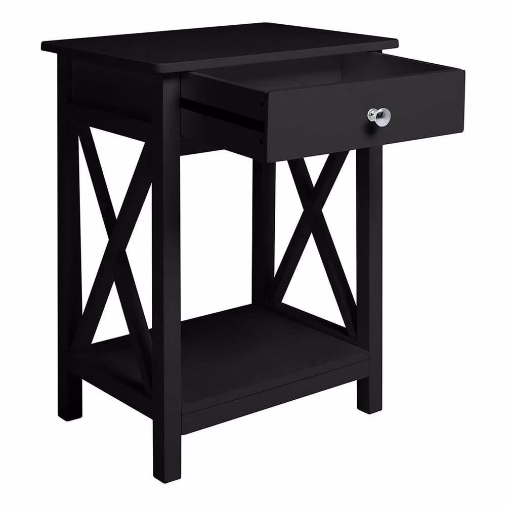 Forgevio Modern Black Square Side Table with Matt MDF Laminate Finish – 3