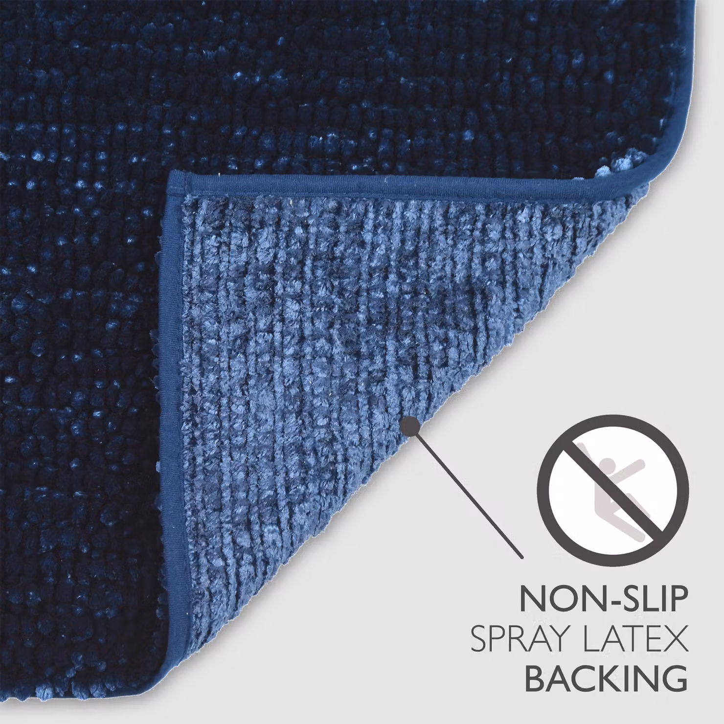 Allure Bath Fashions Navy Blue Velvet Chenille Bobble Non-Slip Bath Mat, W: 80 cm, D: 50 cm – 2