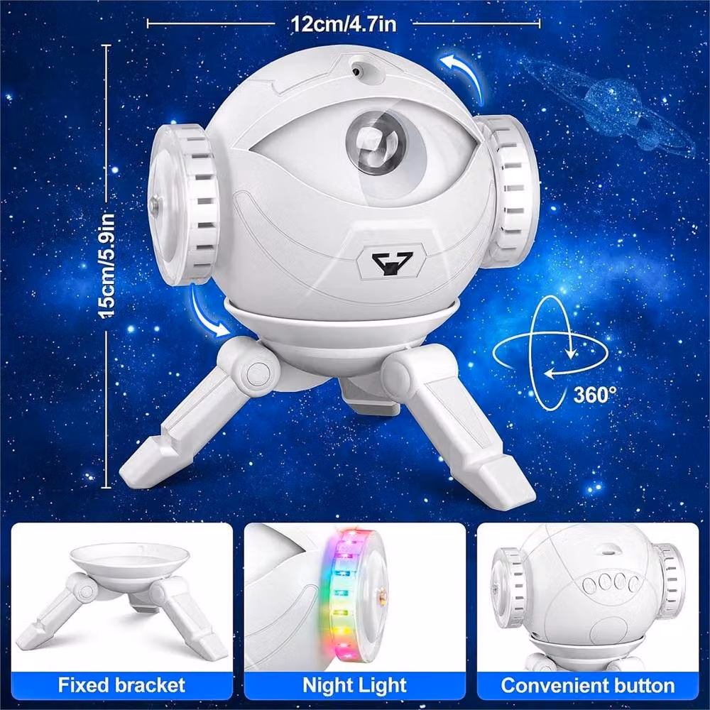 Nordara Galaxy Star Projector Night Light for Kids Room Decor, White – 2