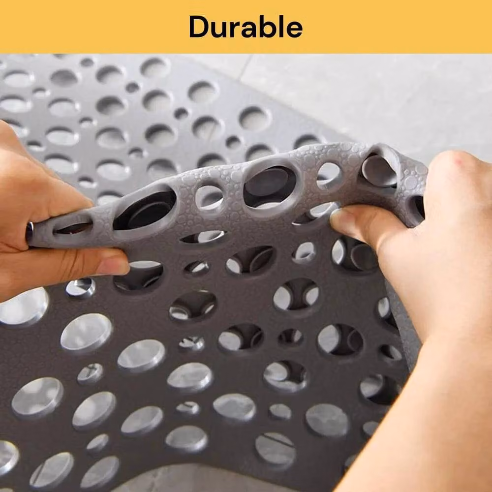Kelvenix Non-Slip and Mould-Resistant Round Bath Mat in Grey, Diameter: 100 cm – 2