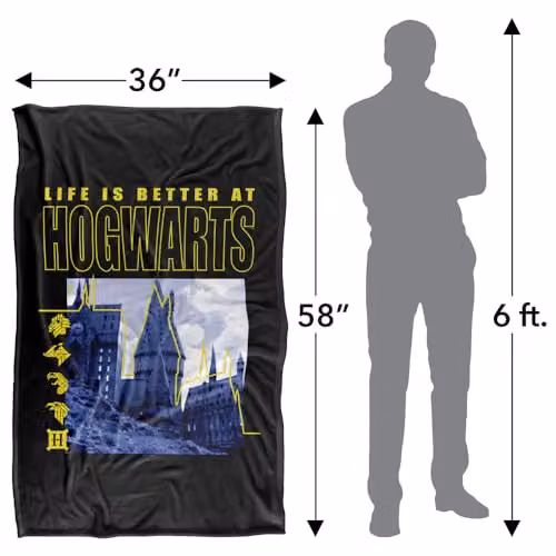Warner Bros. Harry Potter Life Is Better At Hogwarts Super Soft Silky Touch Fleece Throw Blanket, Multicolour, W: 91 cm, D: 147 cm – 4