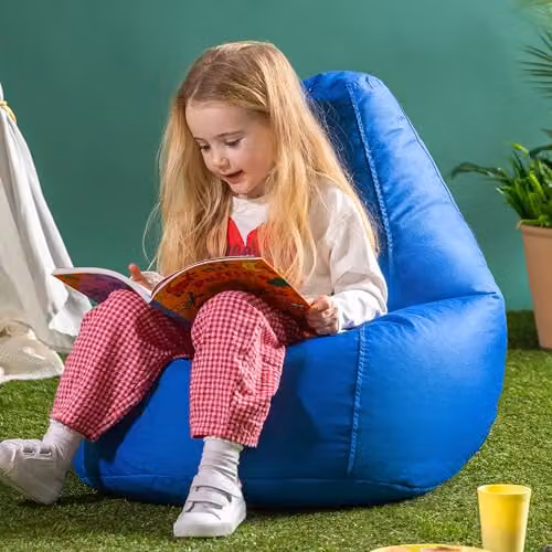 Bean Bag Bazaar Set of 2 Blue Outdoor Kids Bean Bag Chairs with Filling – 3