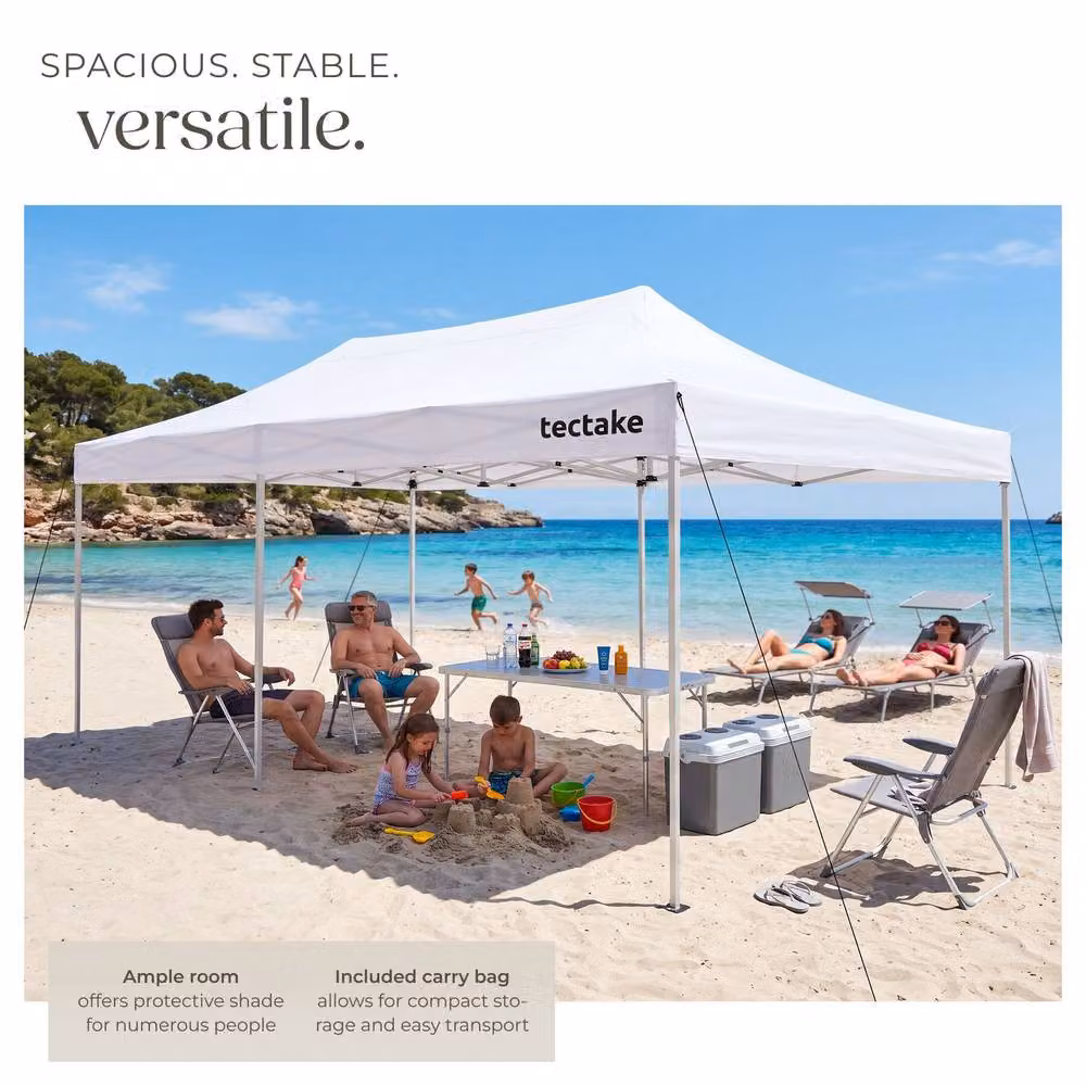 tectake Viola Aluminum Folding Pavilion in White, W/D/H: 600 x 316 x 300 cm – 3